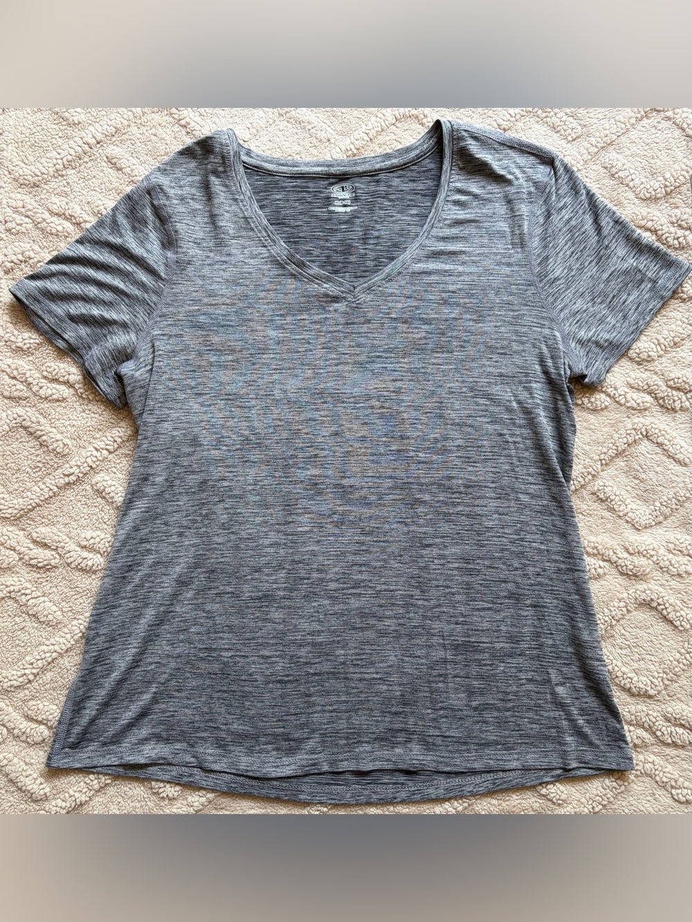 Athletic Works Women’s Gray Shirt - Short Sleeve V-Neck T Shirt, Size M (8-10)